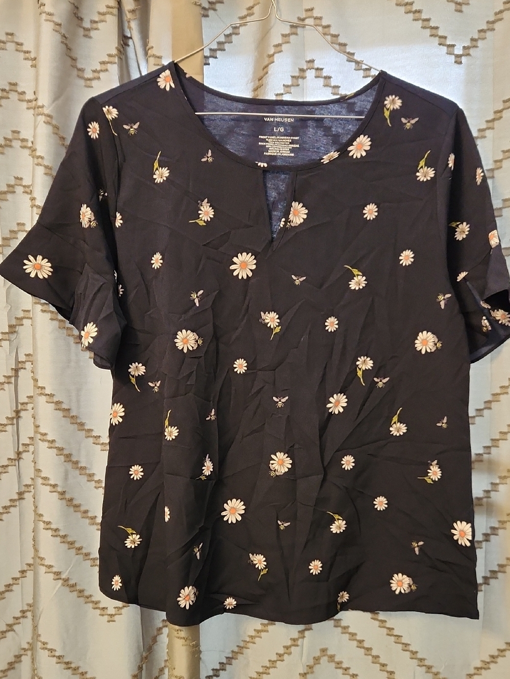 Van Heusen Navy Blue Short Sleeve Daisy Blouse